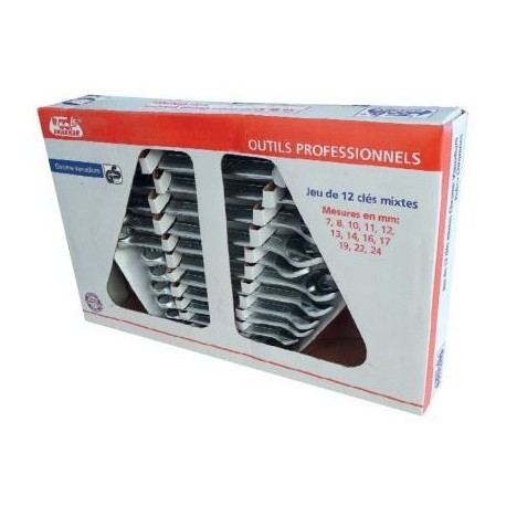 Jeu de 12 clés mixtes de 7 à 24 mm DRAKKAR TOOLS